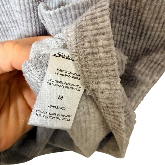 Eddie Bauer Medium Gray Sweater with Red Plaid Moose - Picture 3 of 4